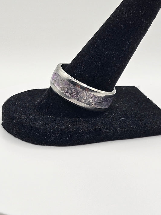 February's birthstone Amethyst Stainless Steel