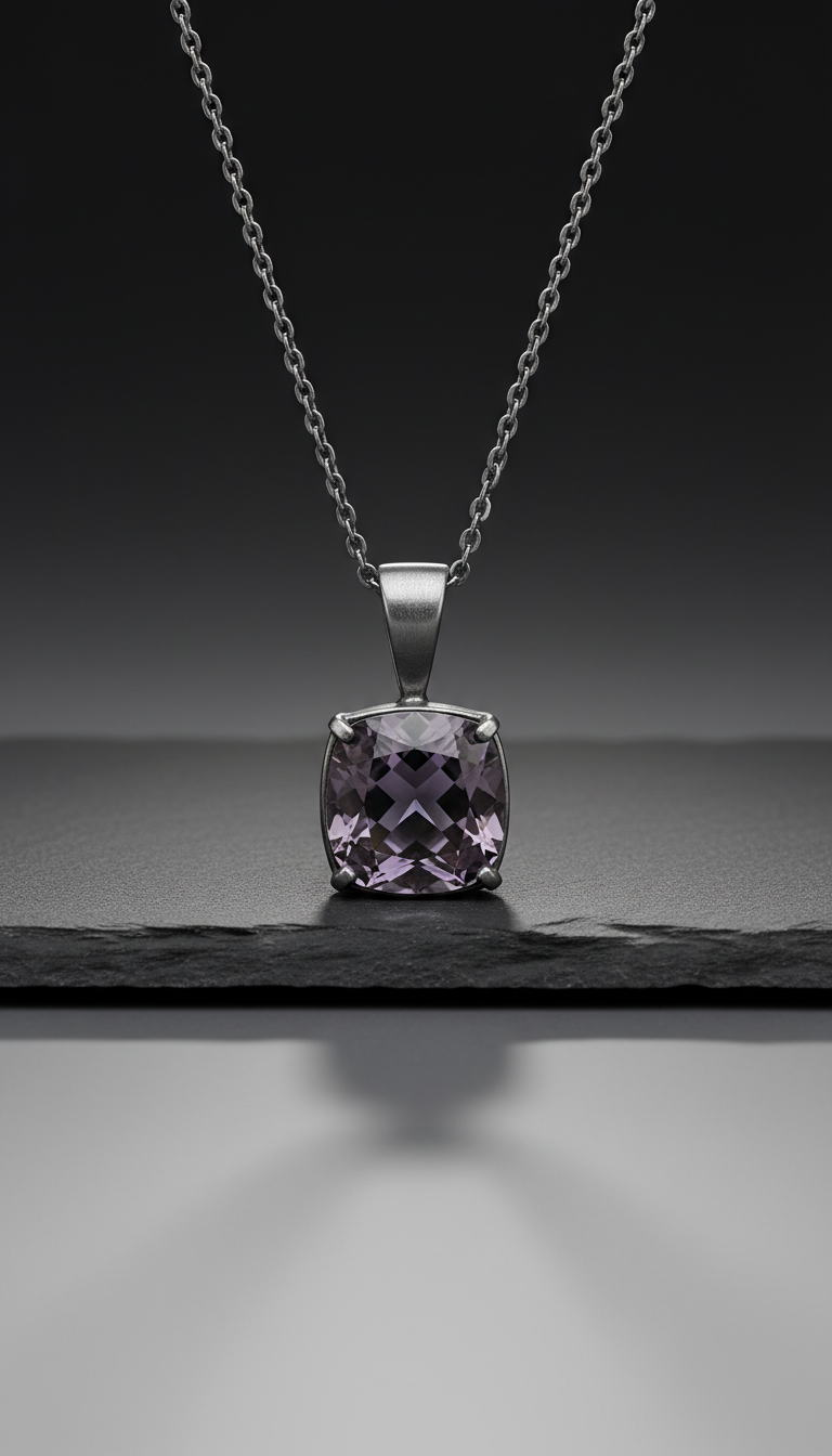 Shadow amethyst pendant necklace