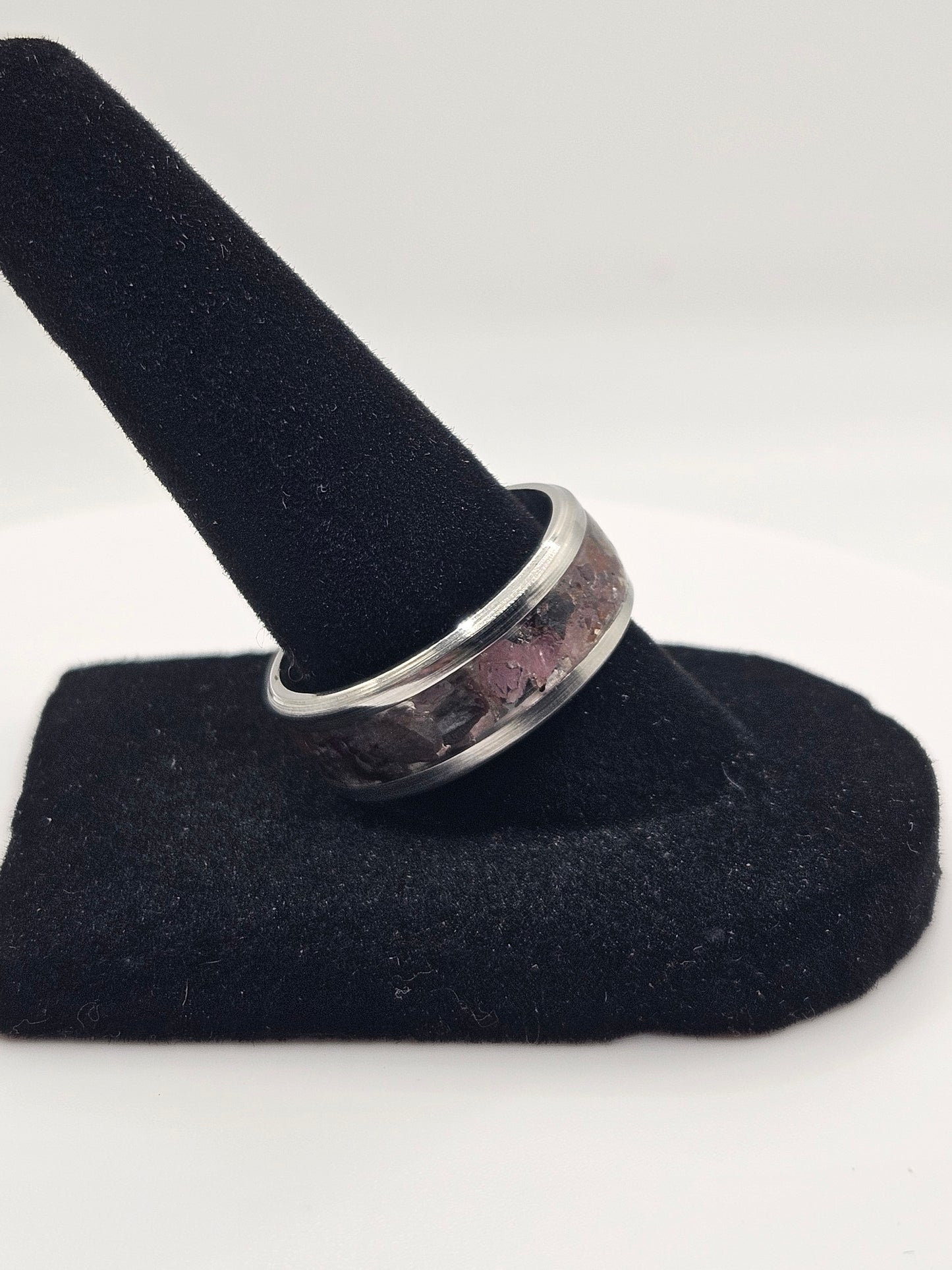 July's birthstone Raw Ruby Stainless Steel