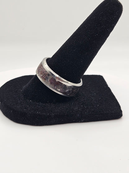 July's birthstone Raw Ruby Stainless Steel