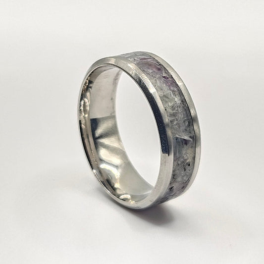 Silver ring on a white background