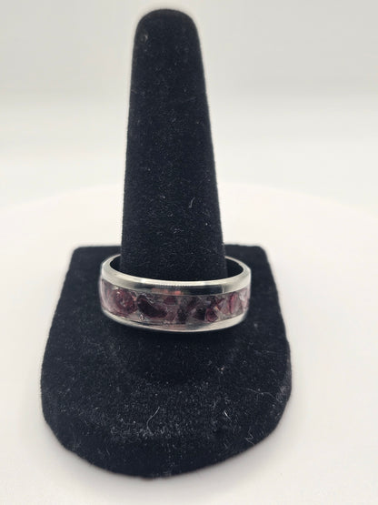 January's birthstone Garnet Stainless Steel