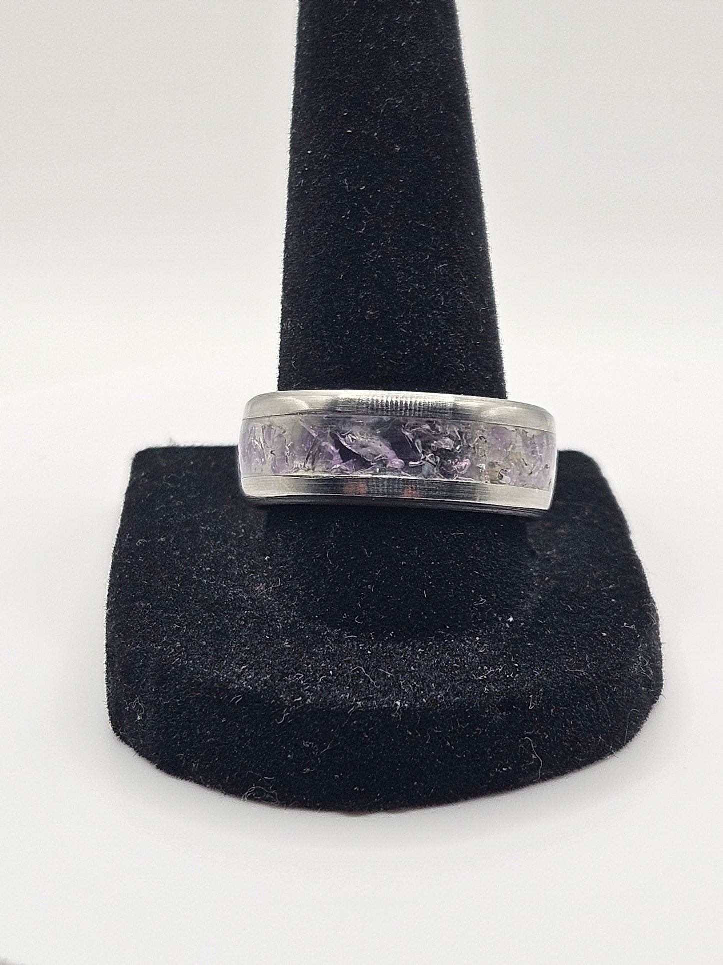 February's birthstone Amethyst Stainless Steel