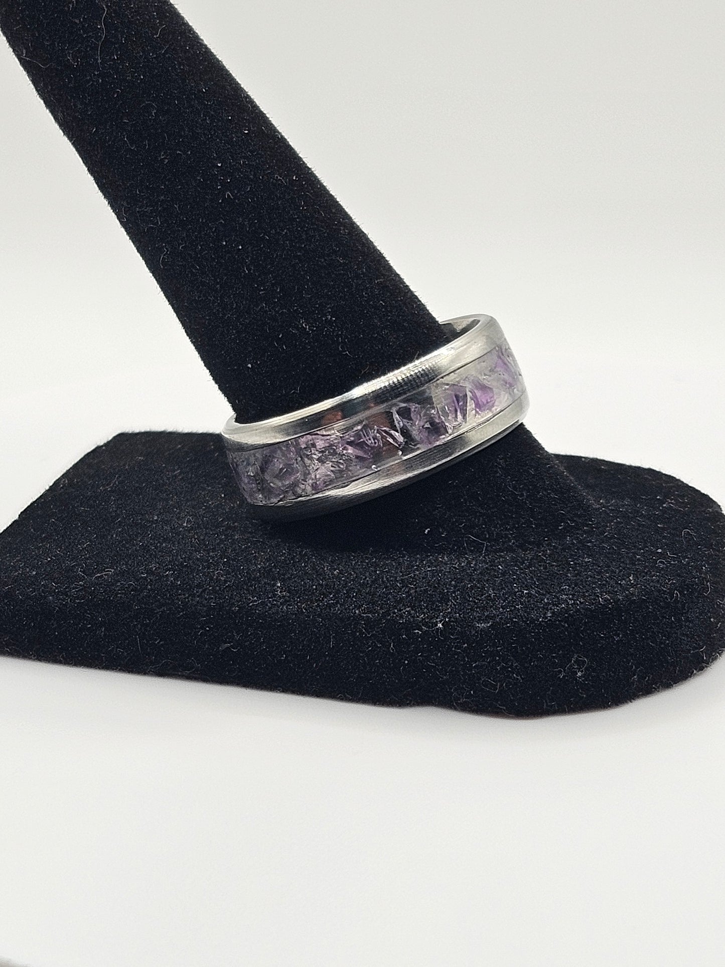 February's birthstone Amethyst Stainless Steel