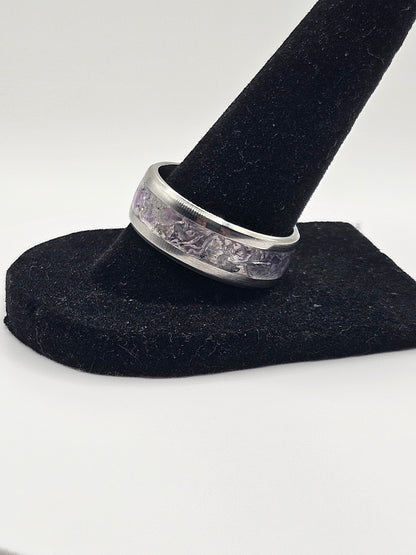 February's birthstone Amethyst Stainless Steel