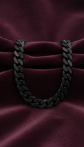Matte Black Gold Curb Chain With Black Diamonds