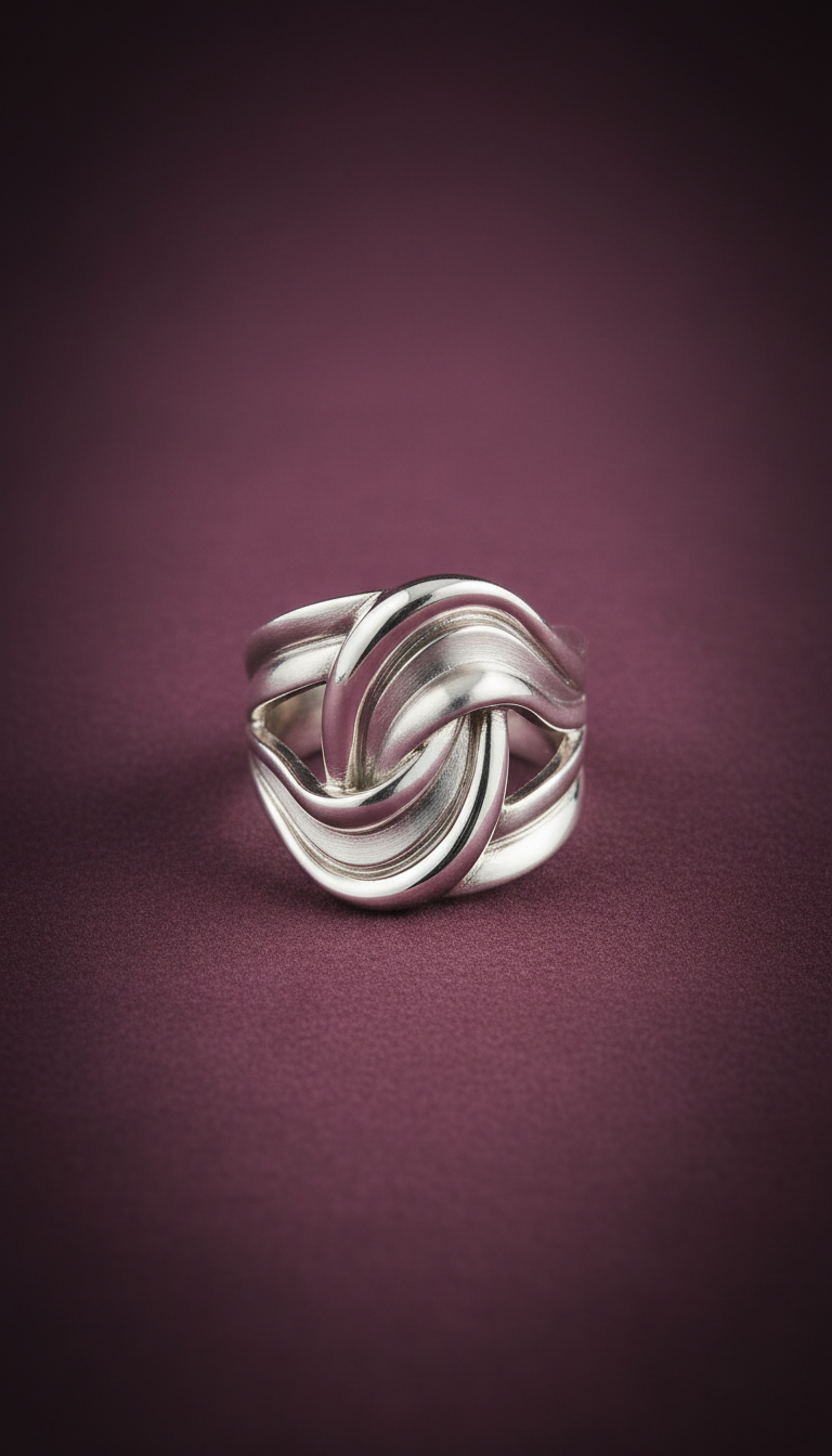 Platinum Statement Ring Sculpted Form