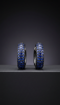 Sapphire oxidized silver hoop earrings