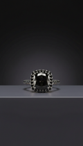 Platinum ring with black diamond