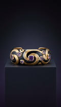 Obsidian gold cuff bracelet